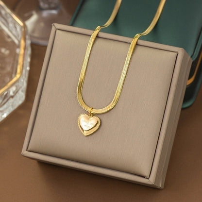 Casual Minimalist Heart Shape Titanium Steel Plating Inlay Pearl Shell Bracelets Earrings Necklace