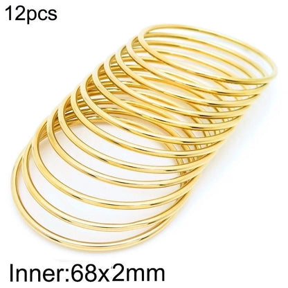 304 Stainless Steel 18K Gold Plated Minimalist Round Solid Color Bangle