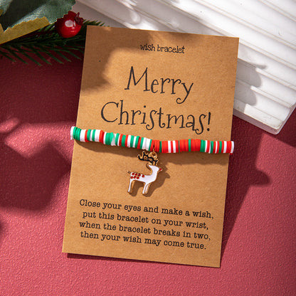 Christmas Bracelet Soft Clay Christmas Ornament Santa Claus Pendant Bracelet Snowflake Reindeer Bracelet