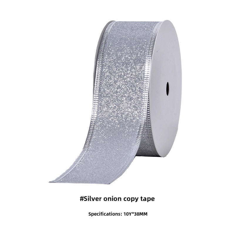 YAMA Boutique Christmas Snow Velvet Copy Edge Ribbon Christmas Decoration Ribbon Christmas Tree Gift Packaging Iron Wire Ribbon