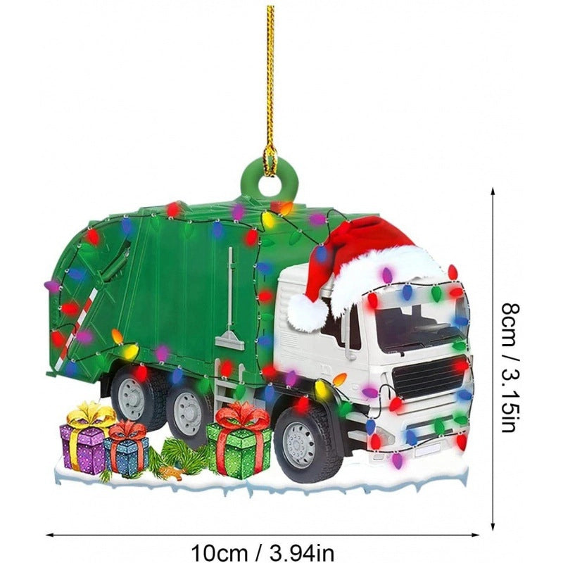 Christmas Tree Decoration Truck Steamboat Excavator Fire Truck Jeep Hanging Pendant Christmas Party Gift