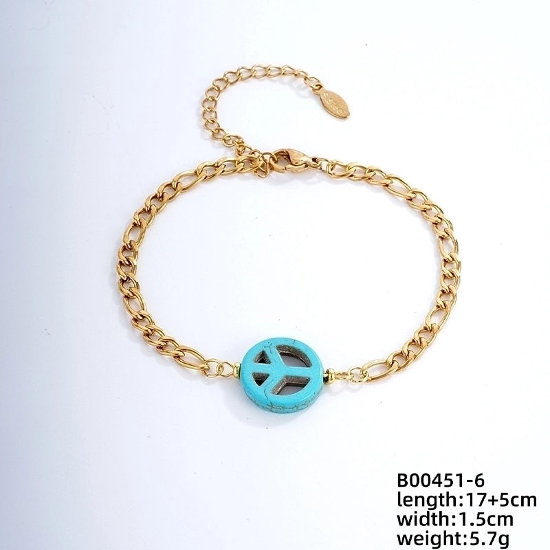 Vintage Style Ethnic Style Geometric 304 Stainless Steel Turquoise K Gold Plated Bracelets In Bulk