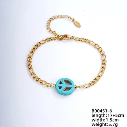 Vintage Style Ethnic Style Geometric 304 Stainless Steel Turquoise K Gold Plated Bracelets In Bulk