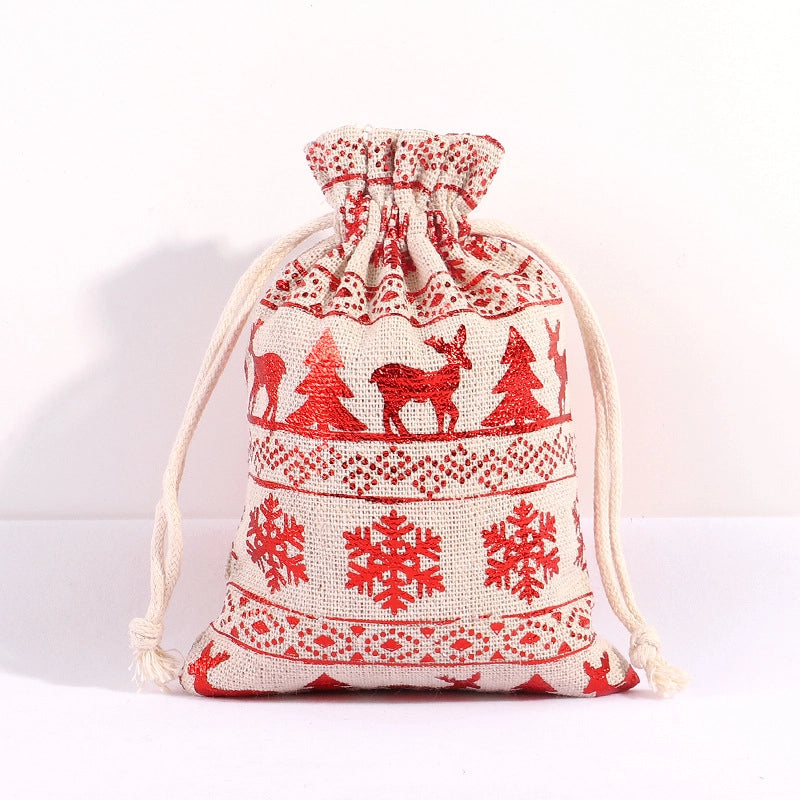 Christmas Apple Bag 24 Bronzing Linen Advent Calendar Gift Hanging Bag Christmas Apple Packaging Bag