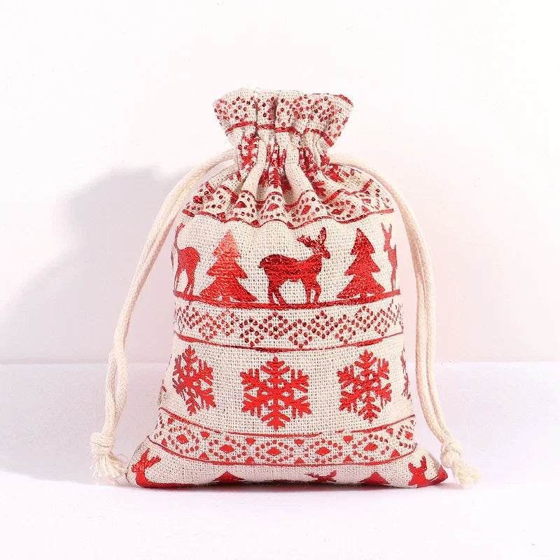 Christmas Apple Bag 24 Bronzing Linen Advent Calendar Gift Hanging Bag Christmas Apple Packaging Bag