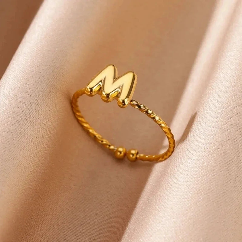 Casual Minimalist Letter 304 Stainless Steel 18K Gold Plated Open Rings