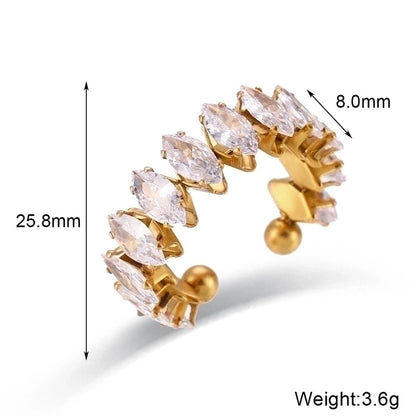Minimalist Classic Style Water Droplets 304 Stainless Steel Zircon 18K Gold Plated Plating Inlay Rings Bracelets