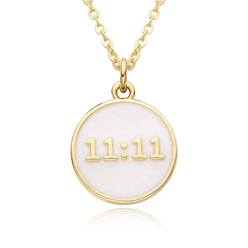 2 Pieces Copper Enamel Geometric Number Pendant Necklace