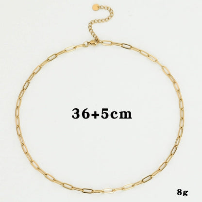 Elegant Streetwear Geometric Paper Clip Round Titanium Steel Natural Stone 14K Gold Plated Plating Inlay Pendant Necklace Necklace