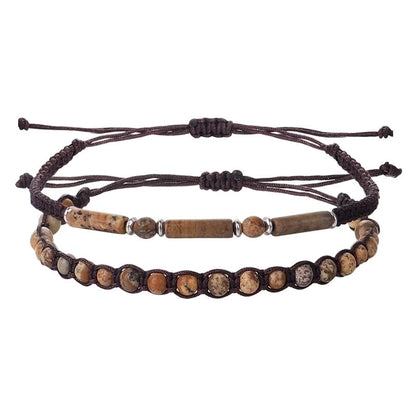 Retro Round Stone Rope Bracelets