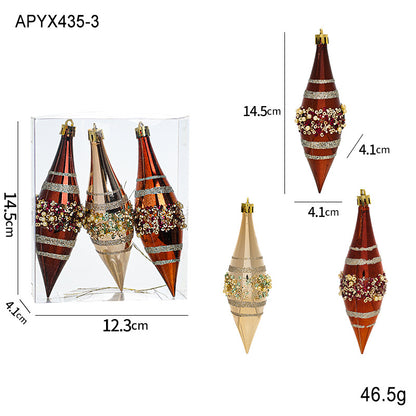 Adhesive Bead Christmas Ornaments Shiny Boxed Champagne Brown Screw Christmas Tree Decorations Hanging Ornaments