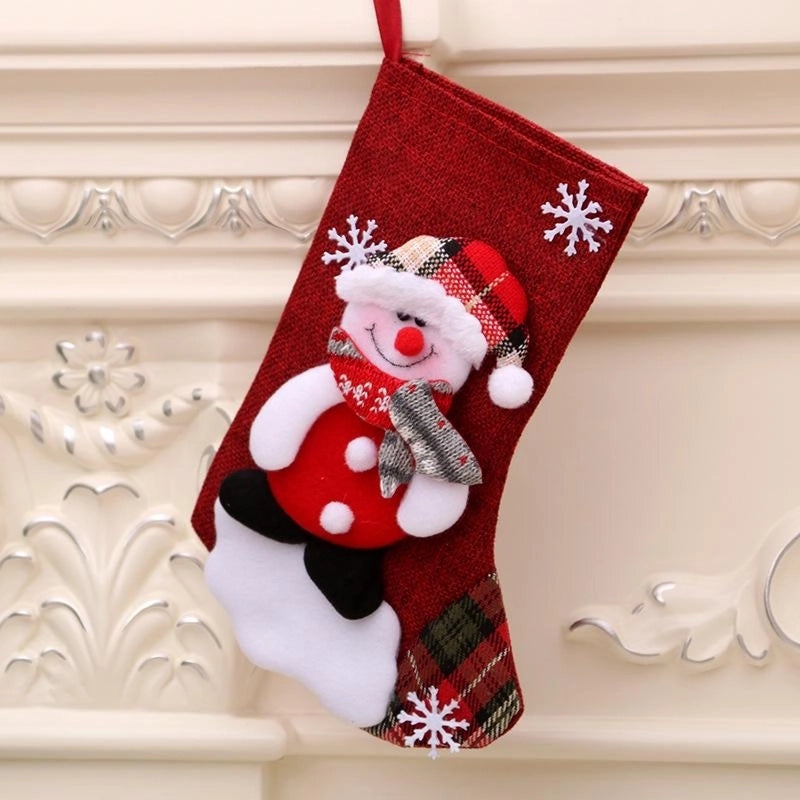 New Cross-border Medium Size Linen Christmas Stockings Gift Bag Nhmv155603