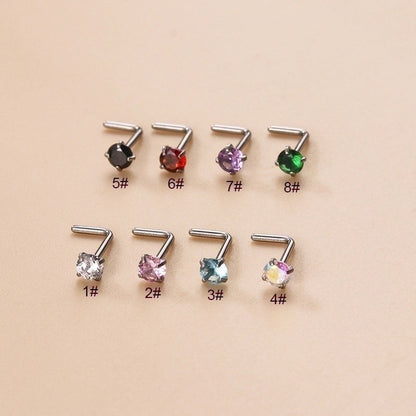 1 Piece Nose Rings & Studs Fashion Geometric 316L Stainless Steel Zircon