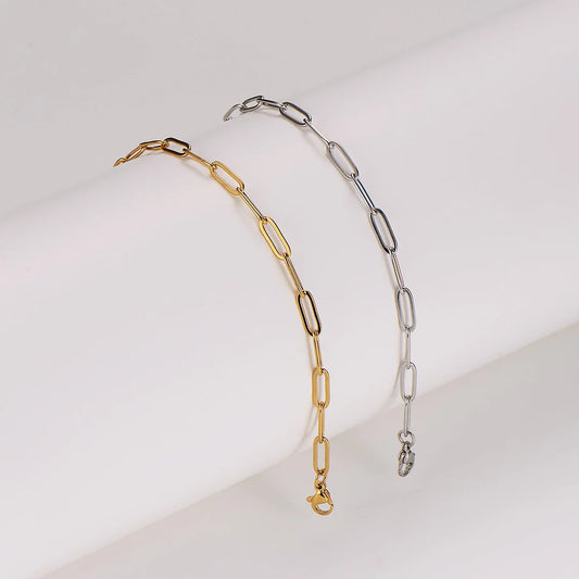 Women Minimalist Paperclip Stainless Steel Anklets