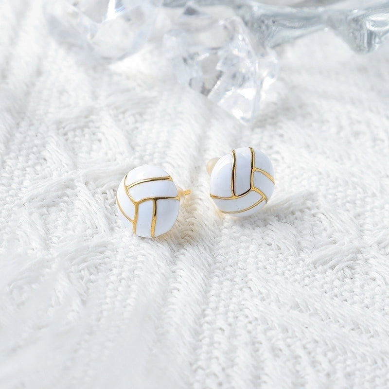 1 Pair Sports Cool Style Basketball Football Enamel Plating 304 Stainless Steel 14K Gold Plated Ear Studs