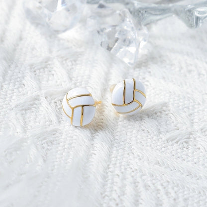 1 Pair Sports Cool Style Basketball Football Enamel Plating 304 Stainless Steel 14K Gold Plated Ear Studs