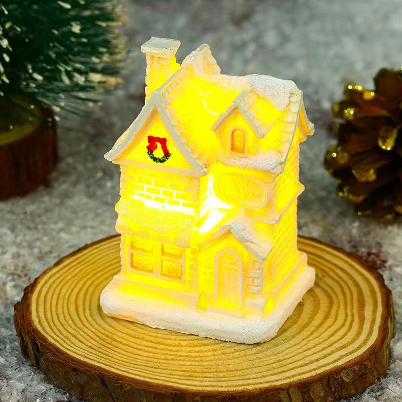 Christmas Small Ornaments Holiday Decorations Christmas Eve House Micro Landscape Luminous Desktop Window Scene Layout Gift