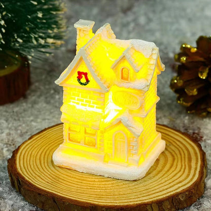 Christmas Small Ornaments Holiday Decorations Christmas Eve House Micro Landscape Luminous Desktop Window Scene Layout Gift