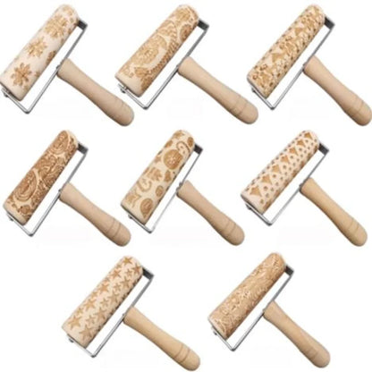 Christmas Cute Christmas Tree Snowflake Elk Wood Rolling Pin 1 Piece