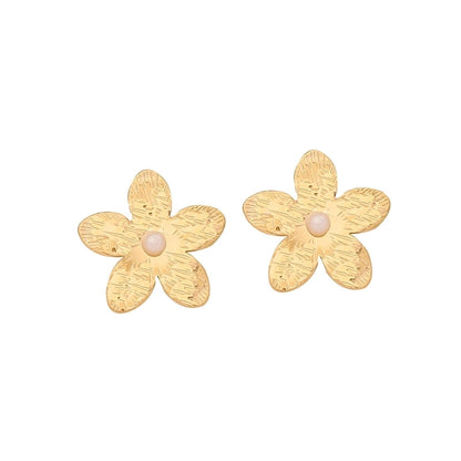 1 Pair Elegant Minimalist Sunflower Flower Plating 304 Stainless Steel 18K Gold Plated Ear Studs