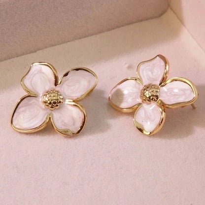 1 Pair Fairy Style Cute Sweet Flower 304 Stainless Steel Imitation Gold Ear Studs