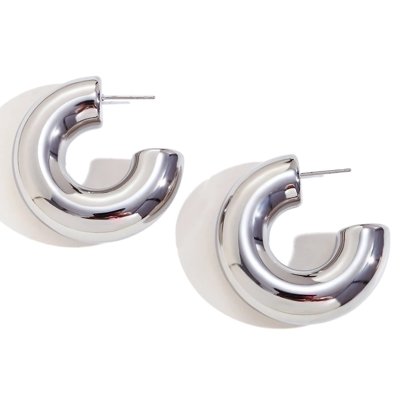 1 Pair Vintage Style Minimalist Classic Style C Shape Plating Inlay 304 Stainless Steel Zircon 18K Gold Plated Ear Studs