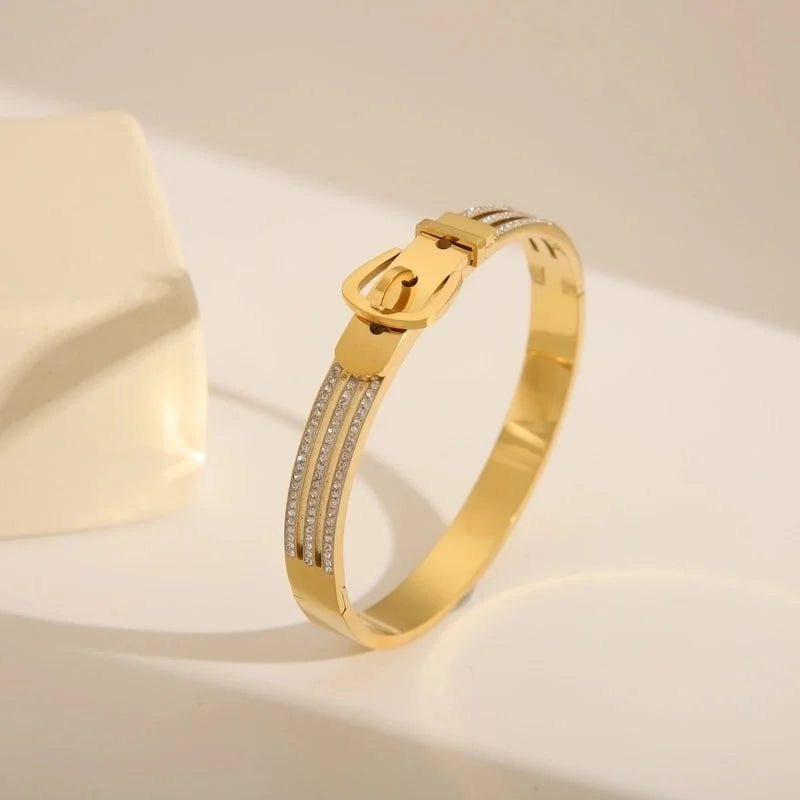 Retro Exaggerated Classic Style Cross Snake 304 Stainless Steel 18K Gold Plated Bangle In Bulk