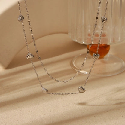 IG Style Elegant Commute Heart Shape Solid Color 304 Stainless Steel 18K Gold Plated Pendant Necklace