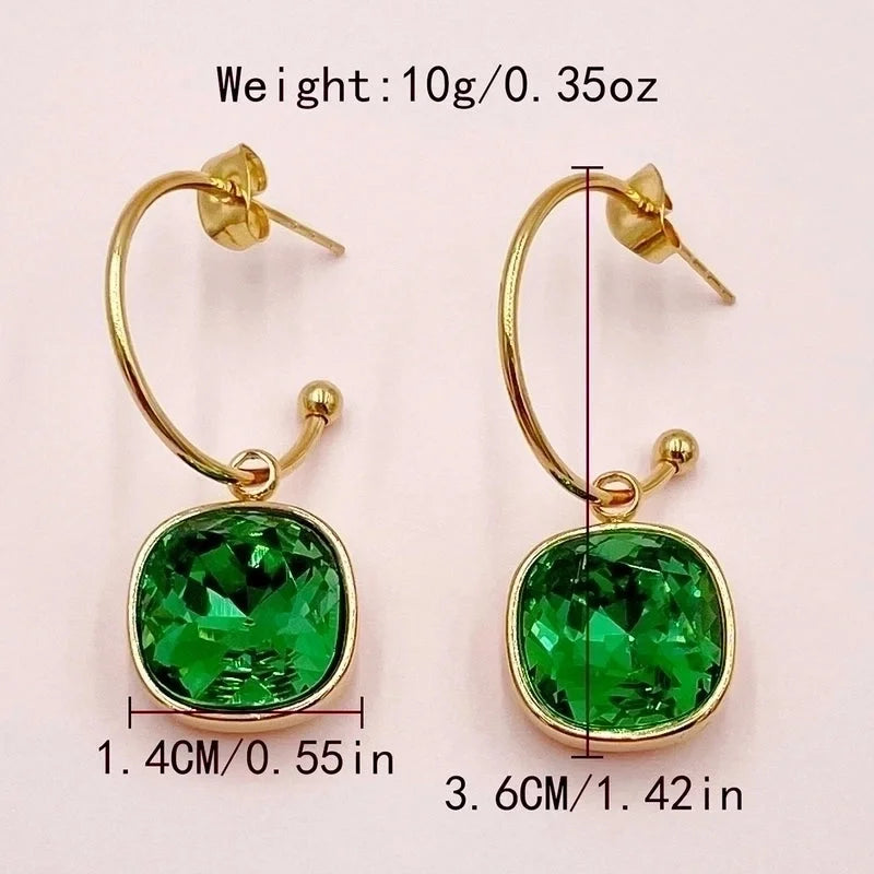 1 Pair Elegant Lady Sweet Square Polishing Plating Inlay 304 Stainless Steel Zircon 14K Gold Plated Drop Earrings