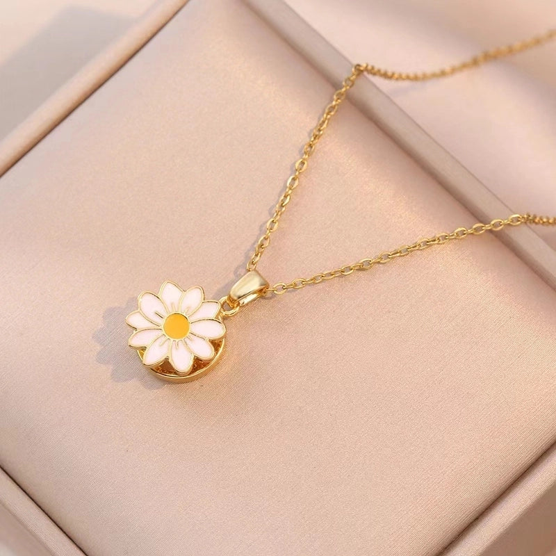 Titanium Steel Copper Minimalist Classic Style Plating Flower Rings Necklace