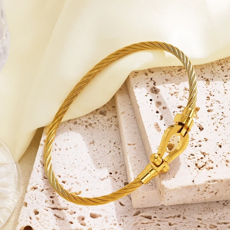 Casual Minimalist IG Style Solid Color 304 Stainless Steel Bangle In Bulk