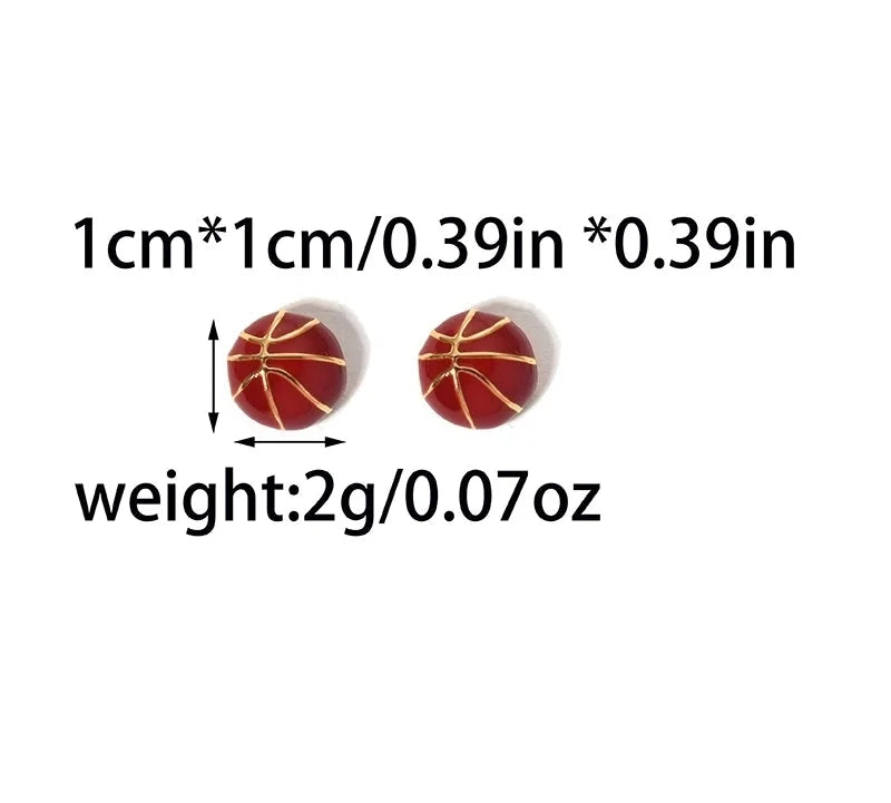 1 Pair Sports Cool Style Basketball Football Enamel Plating 304 Stainless Steel 14K Gold Plated Ear Studs