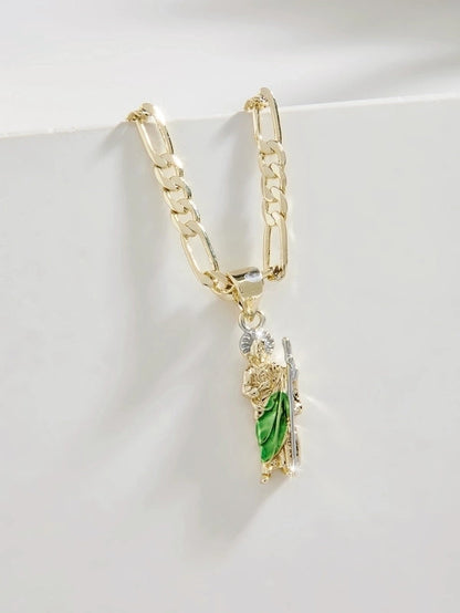 Vintage Style Classic Style Human Geometric Father St. Jude Copper 18K Gold Plated Pendant Necklace