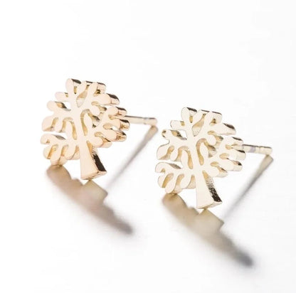 1 Pair Japanese Style Minimalist Tree Polishing Plating 304 Stainless Steel 18K Gold Plated Ear Studs