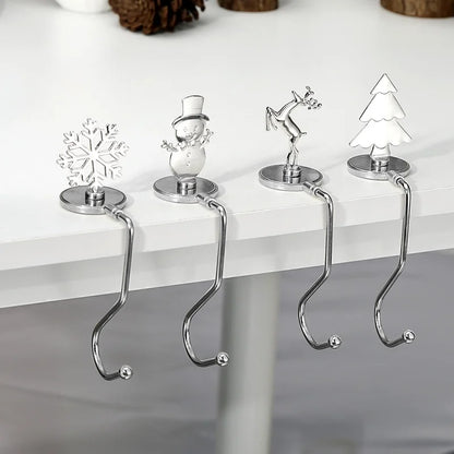 Amazon Popular Christmas Magnetic Hook Snowflake Christmas Hook Christmas Gift Metal Fireplace Socks Pendant