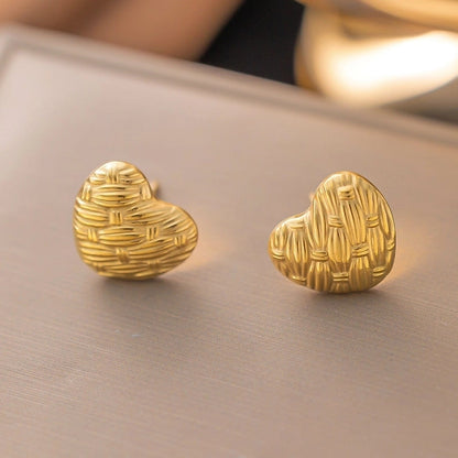 1 Pair Minimalist Star Heart Shape Plating Titanium Steel Drop Earrings Ear Studs