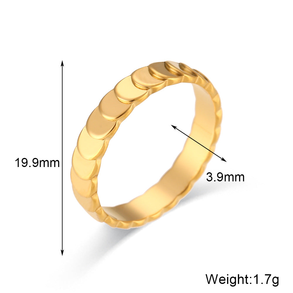 Minimalist Fashion Round Geometric Stainless Steel 18K Gold Plated Rings