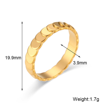 Minimalist Fashion Round Geometric Stainless Steel 18K Gold Plated Rings