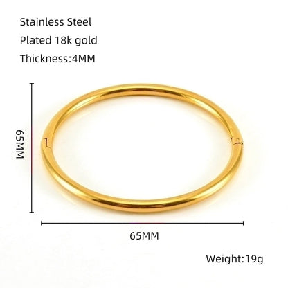 Minimalist Solid Color Stainless Steel 18K Gold Plated Titanium Steel Bangle In Bulk