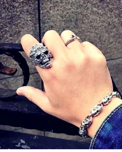 Retro Skull Alloy Plating Halloween Unisex Open Rings