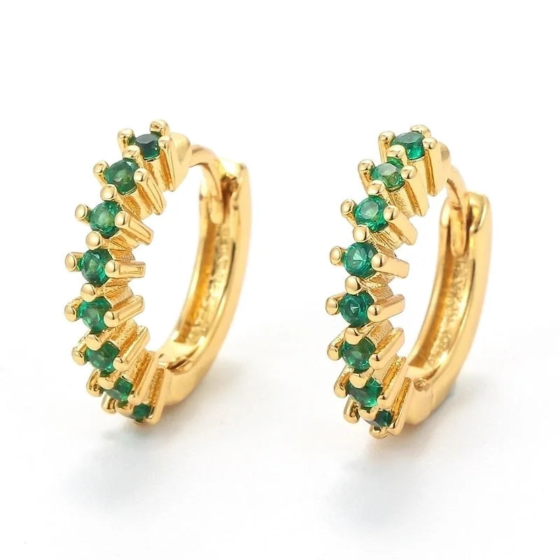 Geometric Plating Metal Zircon Copper Earrings