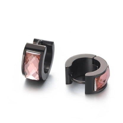 1 Pair Minimalist U Shape Plating Inlay Titanium Steel Glass 18K Gold Plated Earrings