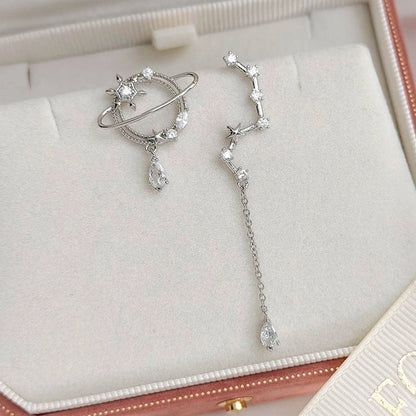 1 Pair Elegant Lady Streetwear Water Droplets Heart Shape Flower Hollow Out Inlay Steel Imitation Pearl Zircon Drop Earrings