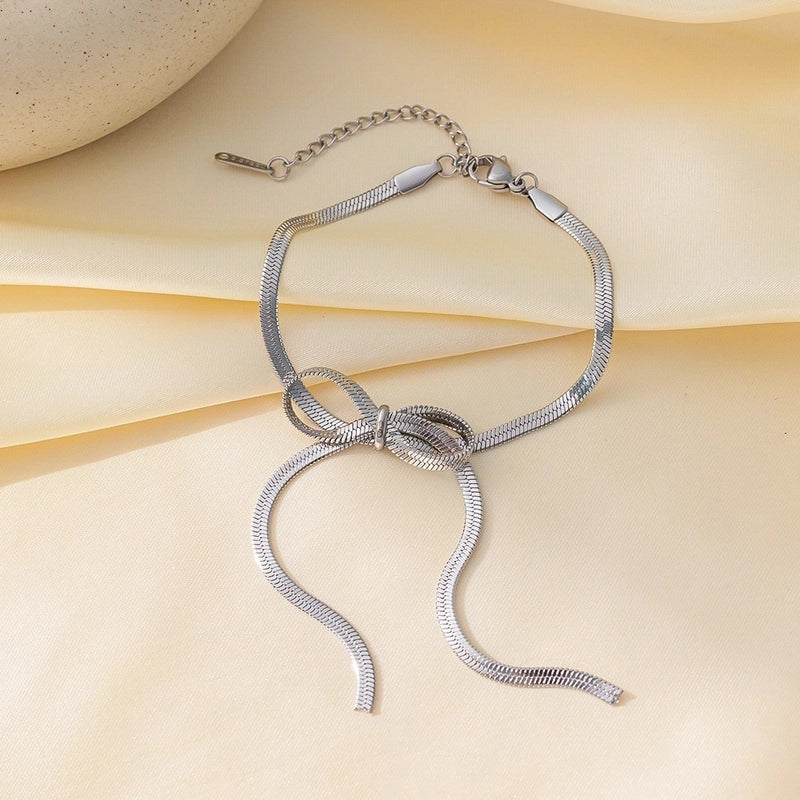 Elegant Sweet Streetwear Bow Knot Titanium Steel Plating Bracelets Earrings Necklace