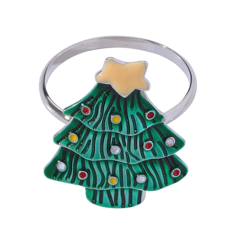 Christmas Cute Penguin Christmas Tree Santa Claus Alloy Napkin Rings 1 Piece