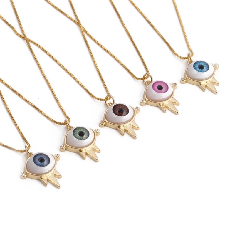 Dripping Evil Eye Copper Zircon Pendant Necklace