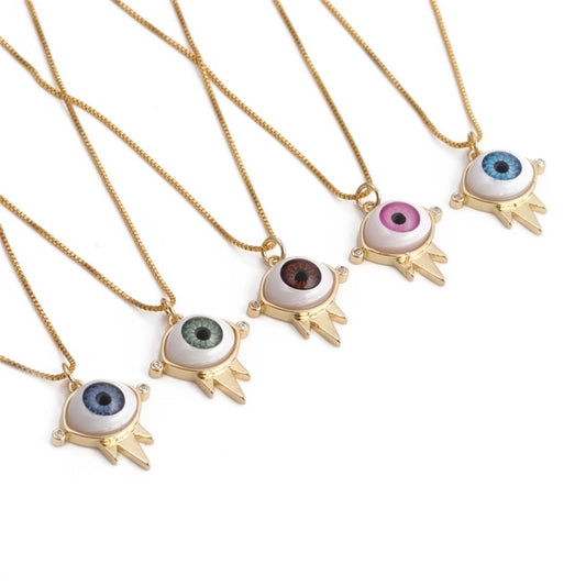 Dripping Evil Eye Copper Zircon Pendant Necklace