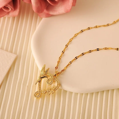 Copper 18K Gold Plated Minimalist Classic Style Plating Inlay Heart Shape Zircon Pendant Necklace