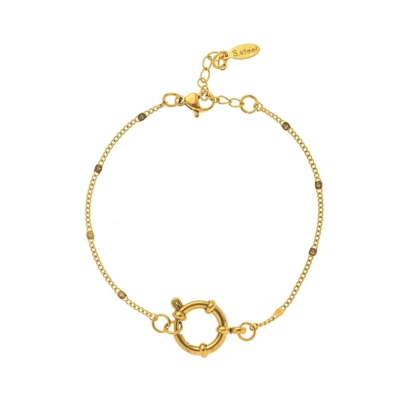 Minimalist Circle 201 Stainless Steel 304 Stainless Steel 18K Gold Plated Zircon Beaded Chain Paperclip Chain Bracelets In Bulk