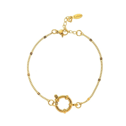 Minimalist Circle 201 Stainless Steel 304 Stainless Steel 18K Gold Plated Zircon Beaded Chain Paperclip Chain Bracelets In Bulk